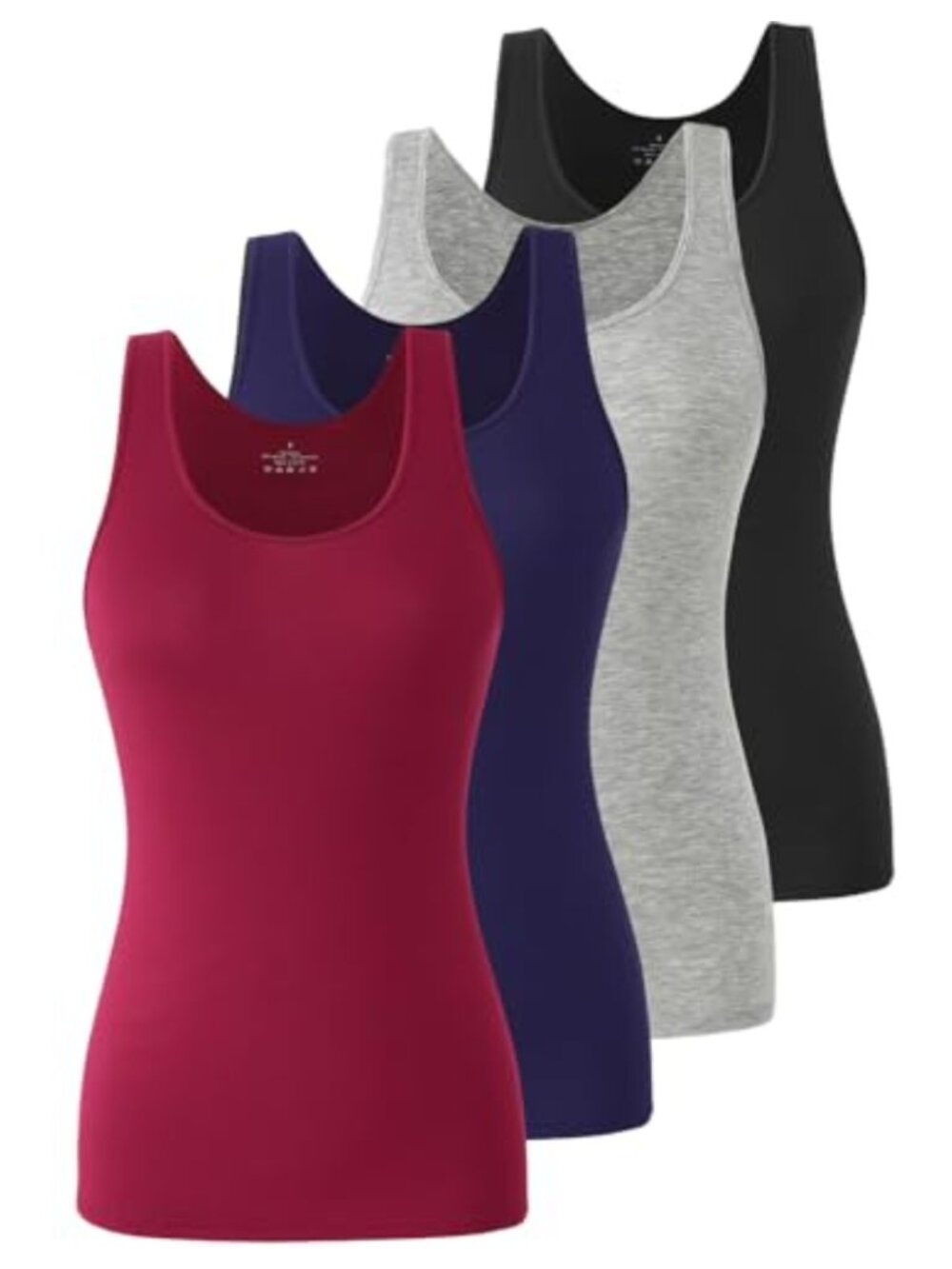 Women's 4 Pack Modal Stretch Tank Tops Sleeveless Layering Undershirts Scoop